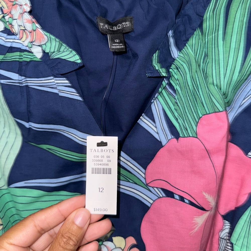 Talbots NWTs blue and pink floral dress. 👗 - Picture 3 of 5